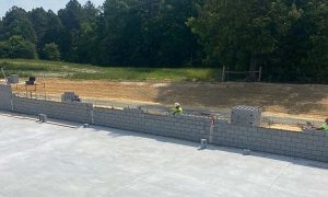 Block wall masonry with concrete blocks